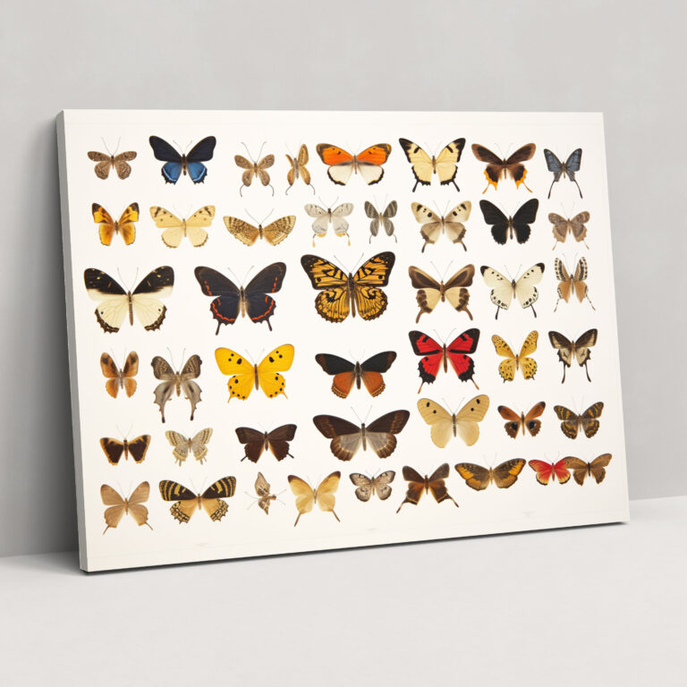Timeless Beauty Dried Butterflies Canvas Print - Dried Butterflies, Wall Art, Wall Decoration, Canvas Print