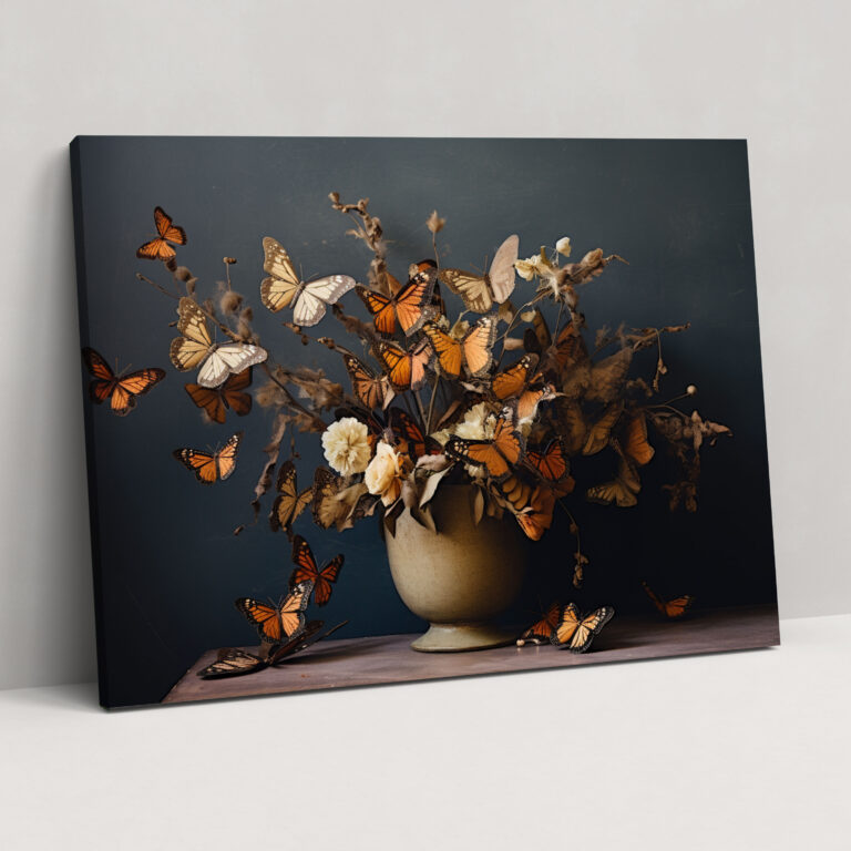 Serenity Dried Butterflies Canvas Print - Dried Butterflies, Dried Butterflies Photorealistic Collection, Peaceful Atmosphere, Wall Art