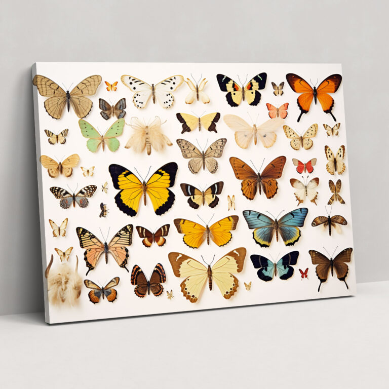 Colorful Whimsy Dried Butterflies Canvas Print - Dried Butterflies, Canvas Wall Art, Home Decoration, Enchanting Design