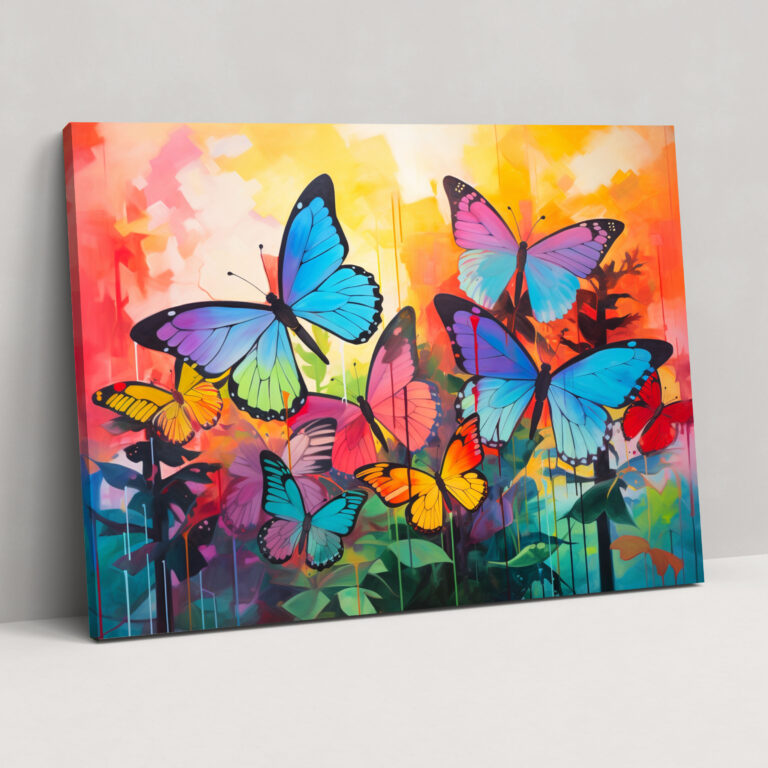 Abstract Butterfly Wall Art - Dried Butterflies, Butterflies, Canvas Print, Colorful Background