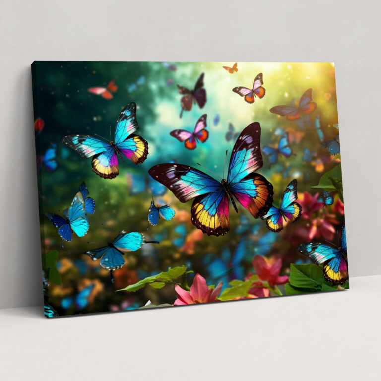 Colorful Butterflies Wall Decoration - Dried Butterflies, Wall Art, Canvas Wall Art, Canvas Print