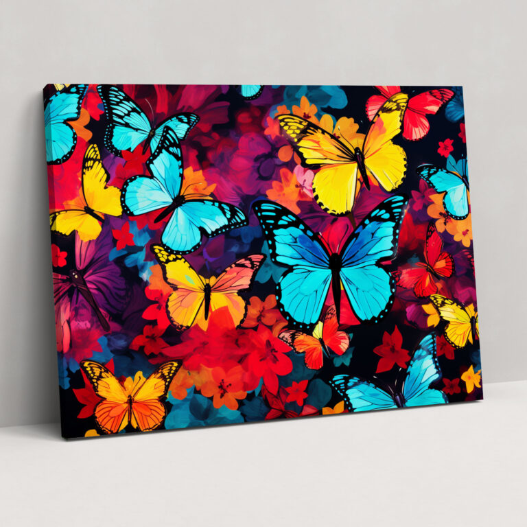 Pop Art Butterflies Wall Decoration - Dried Butterflies, Canvas, Wall Decoration, Butterflies