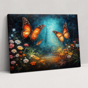 Romantic Butterflies Wall Art - Dried Butterflies, Romance, Oil Painting, Canvas