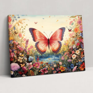Whimsical Butterflies Canvas Print - Dried Butterflies, Fairytale Setting, Wall Art, Whimsical