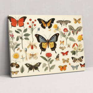 Vintage Butterflies Wall Art - Dried Butterflies, Nostalgia, Canvas, Collection