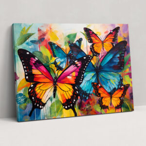 Contemporary Butterflies Canvas Print - Dried Butterflies, Wall Decoration, Vibrant Colors, Canvas Wall Art