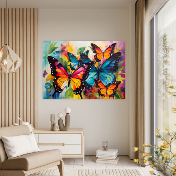 Contemporary Butterflies Canvas Print - Dried Butterflies, Wall Decoration, Vibrant Colors, Canvas Wall Art - Image 3
