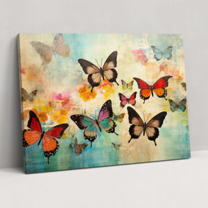 Butterflies Wall Decoration - Dried Butterflies, Canvas, Mixed Media Collage, Canvas Wall Art