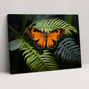 Realistic Butterflies Canvas Print - Dried Butterflies, Canvas Wall Art, Realistic Painting, Resting On A Leaf