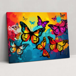 Butterflies Pop Art Wall Art - Dried Butterflies, Butterflies, Bold Background, Wall Art