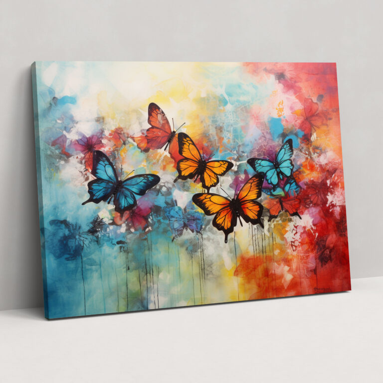 Butterflies Abstract Wall Art - Dried Butterflies, Home Decoration, Canvas, Abstract