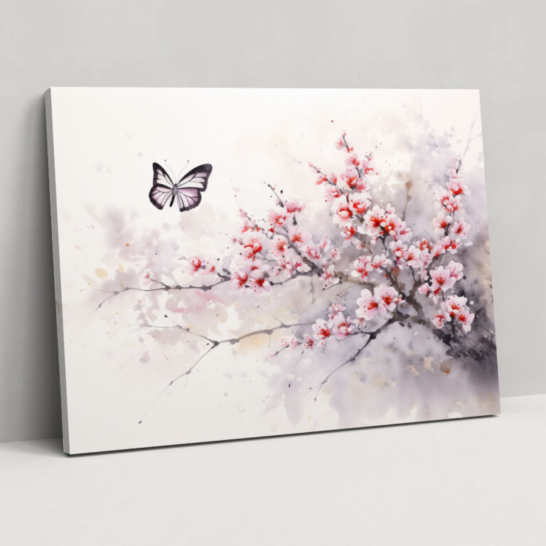 Butterflies Traditional Wall Art - Dried Butterflies, Chinese Ink Painting, Canvas Wall Art, Traditional