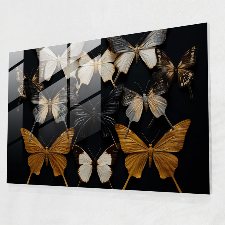 Dried Butterflies Glass Print - Dried Butterflies, Glass Art, Home Decoration, Modern Art