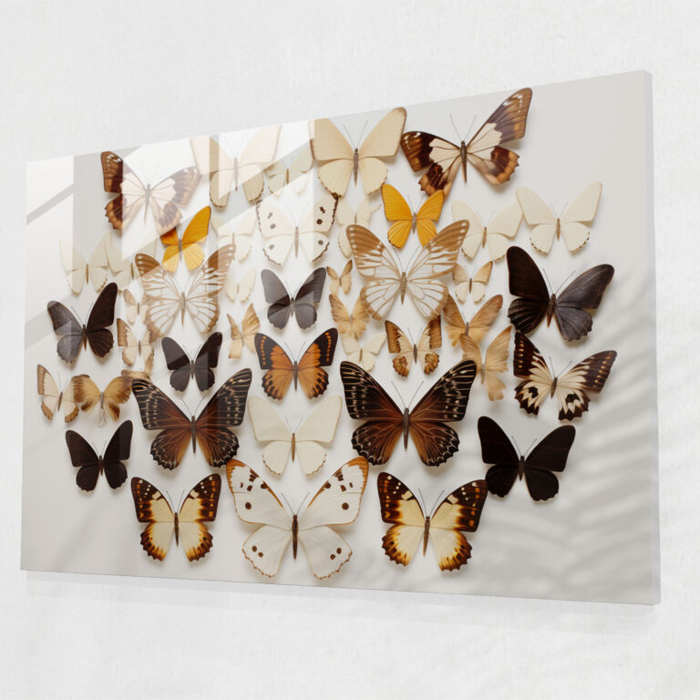 Butterfly-Shaped Dried Butterflies Glass Print - Dried Butterflies, Modern Art, Home Decoration, Natural Elegance