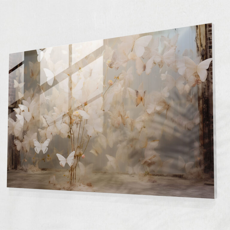 Symphony Of Dried Butterflies Glass Print - Dried Butterflies, Modern Art, Wall Decoration, Mesmerizing Beauty