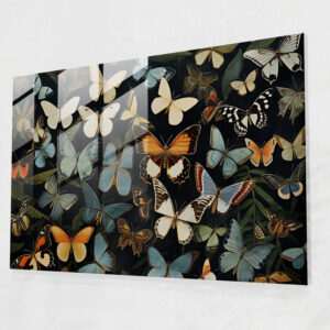 Dried Butterflies Mesmerizing Glass Wall Art - Dried Butterflies, Dried Butterflies, Modern Art, Glass Wall Art