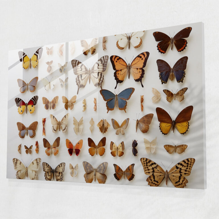 Dried Butterflies Glass Print - Dried Butterflies, Dried Butterflies Photorealistic Collection, Home Decoration, Glass Wall Art