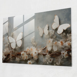 Dried Butterflies Home Decoration - Dried Butterflies, Delicate Butterfly Decor, Glass Print, Home Decoration