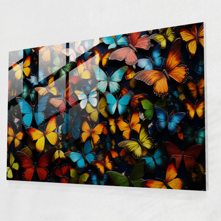 Dried Butterflies Glass Print - Dried Butterflies, Dried Butterflies Photorealistic Collection, Home Decoration, Glass Print
