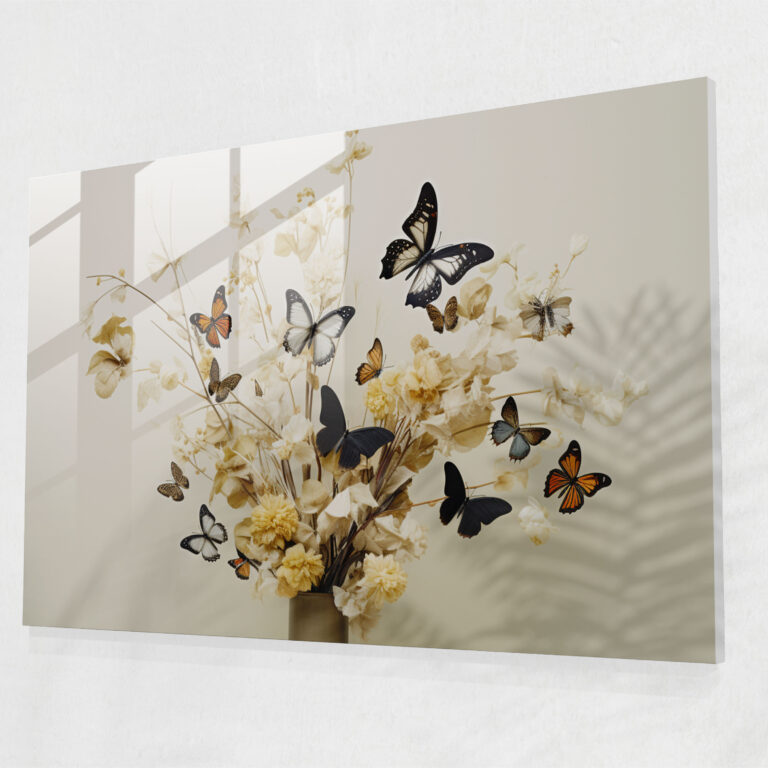 Dried Butterflies Glass Art - Dried Butterflies, Wall Decoration, Home Decoration, Glass Wall Art
