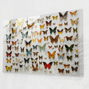 Breathtaking Dried Butterflies Glass Wall Art - Dried Butterflies, Fragile Butterfly Design, Glass Art, Nature-Inspired Decor