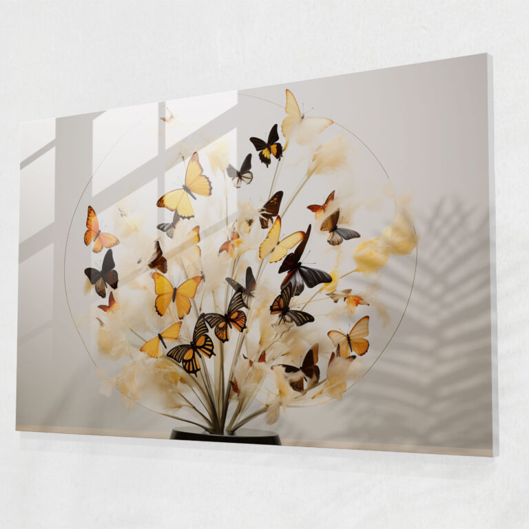 Dried Butterflies Glass Art - Dried Butterflies, Modern Art, Glass Wall Art, Glass Art