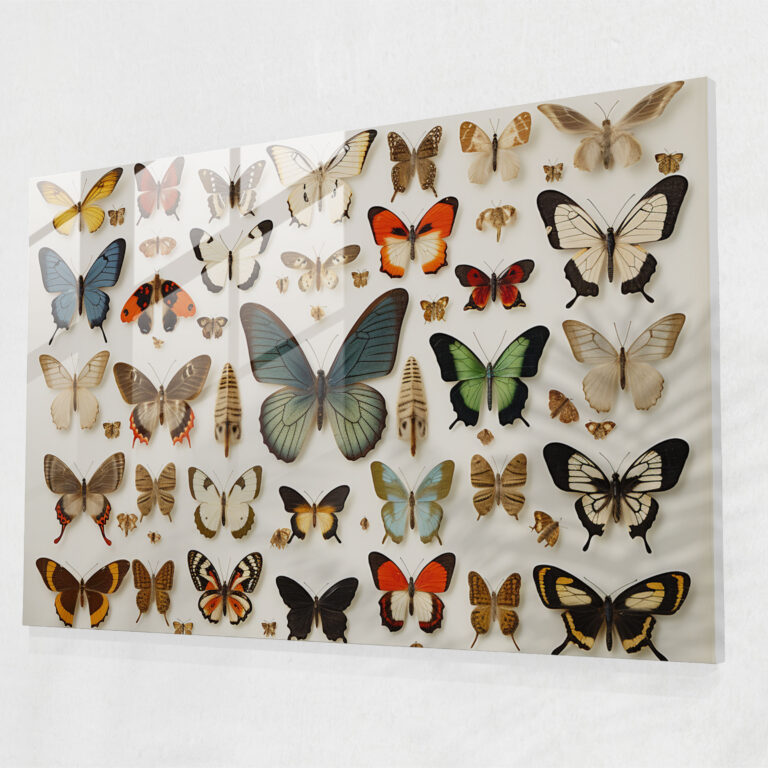 Dried Butterflies Glass Print - Dried Butterflies, Glass Art, Wall Decoration, Masterpiece Of Wall Decor