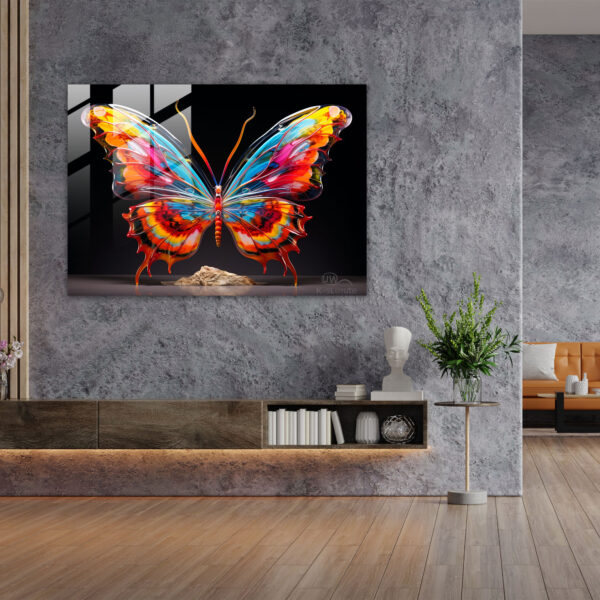 Abstract Butterfly Glass Art - Dried Butterflies, Glass Print, Modern Art, Abstract - Image 2