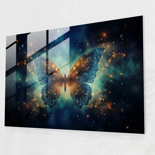 Butterfly Galaxy Glass Print - Dried Butterflies, Wall Decoration, Butterfly, Modern Art