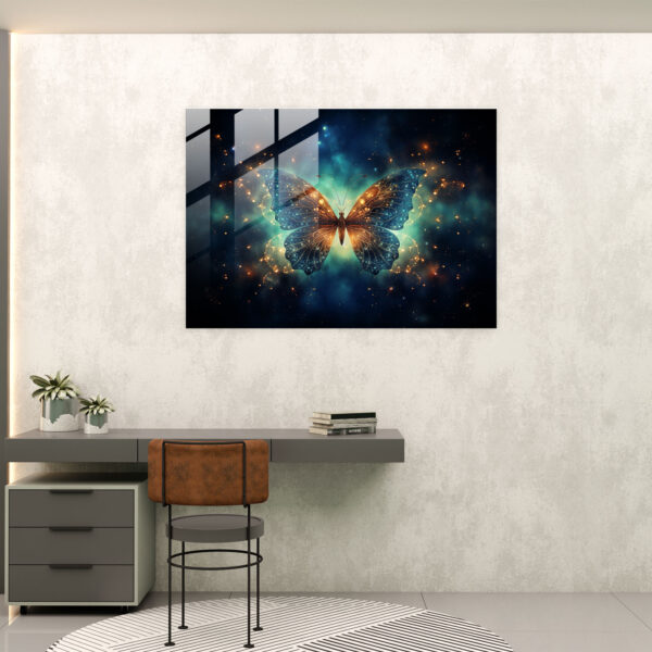 Butterfly Galaxy Glass Print - Dried Butterflies, Wall Decoration, Butterfly, Modern Art - Image 2