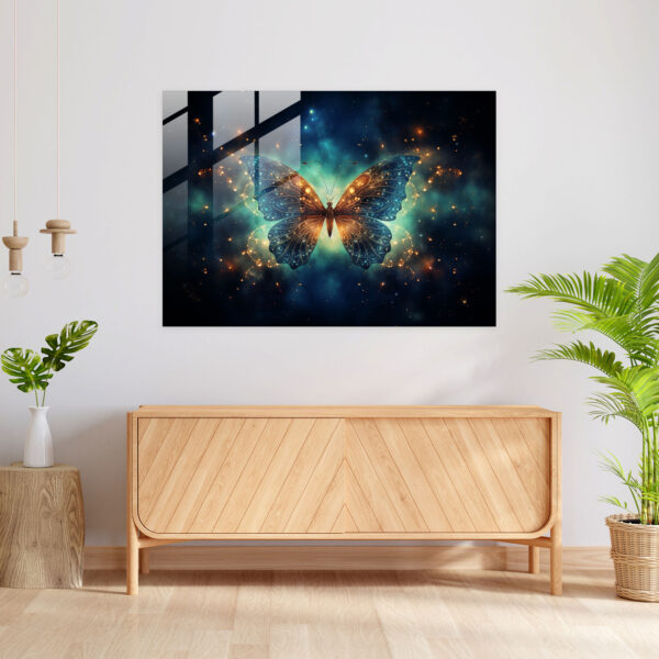 Butterfly Galaxy Glass Print - Dried Butterflies, Wall Decoration, Butterfly, Modern Art - Image 3
