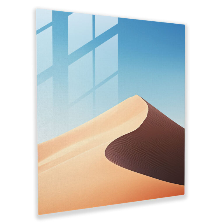Desert Serenity Glass Print - Desert, Desert, Majestic Sand Dune, Glass Wall Art