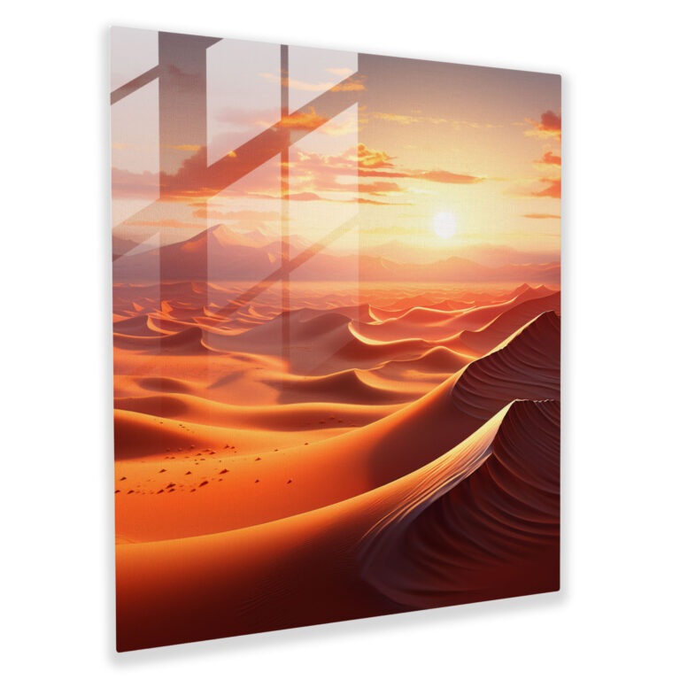 Ethereal Sands Glass Print - Desert, Shimmering Sand Dunes, Home Decoration, Wall Decoration