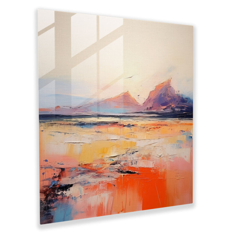 Desert Dreams Glass Print - Desert, Textured Brushstrokes, Desert, Glass Wall Art