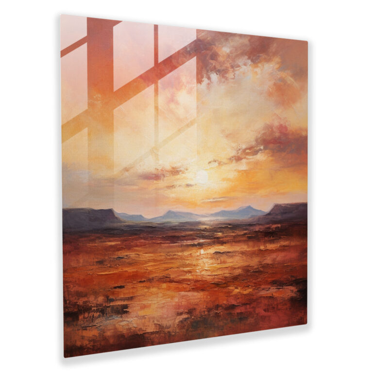 Desert Sunset Glass Print - Desert, Modern Art, Glass Print, Soft Brushwork