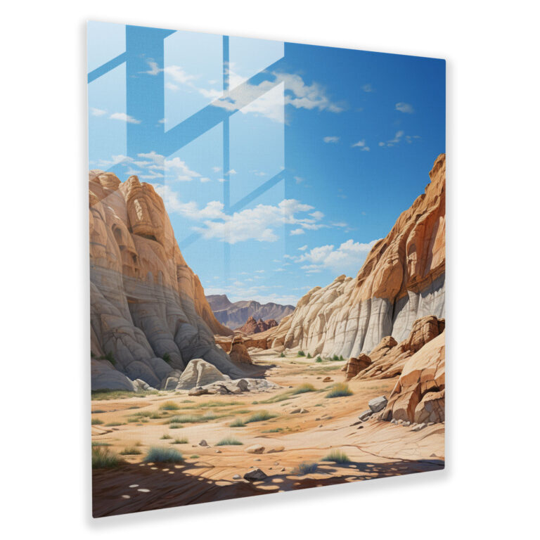 Desert Horizon Glass Print - Desert, Wall Decoration, Photorealistic Artwork, Glass Print