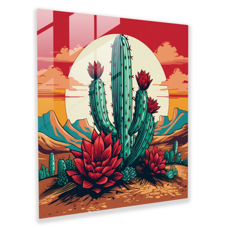 Desert Pop Glass Print - Desert, Desert, Vibrant Depiction, Glass Art