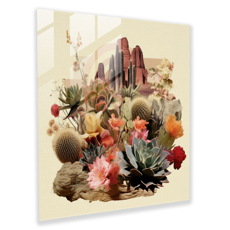 Desert Fusion Glass Print - Desert, Glass Print, Wall Decoration, Contemporary Collage