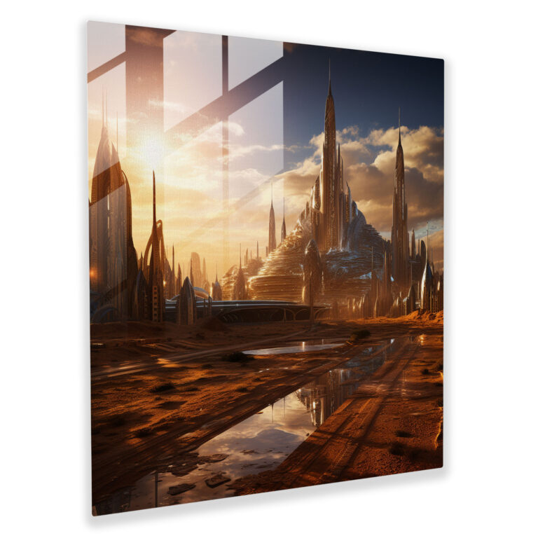 Desert Metropolis Glass Print - Desert, Glass Art, Glass Print, Modern Art