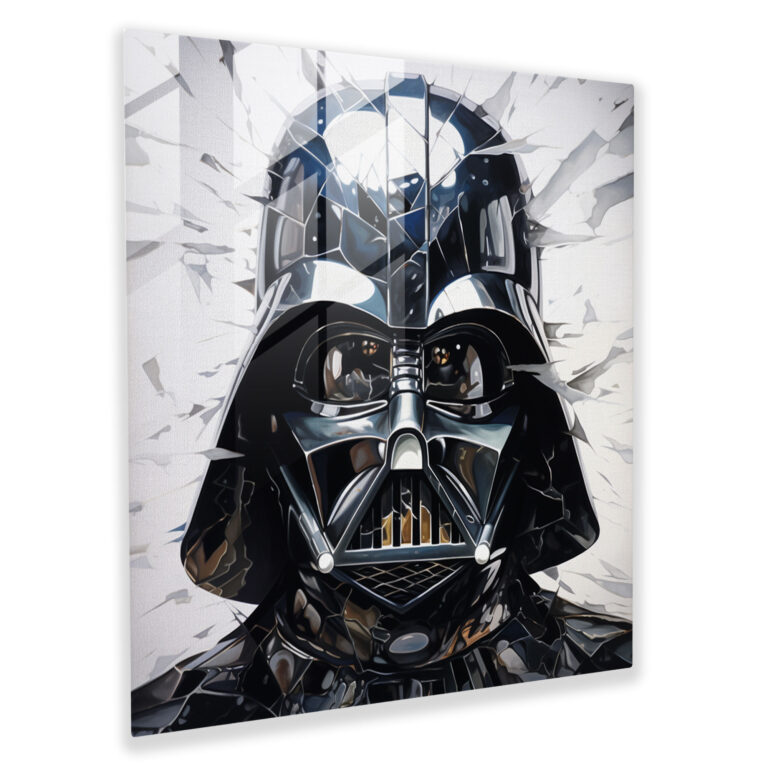 Fragmented Battle Glass Print - Shattered Darth Vader Helmet - Darth Vader, Star Wars, Darth Vader, Glass Print