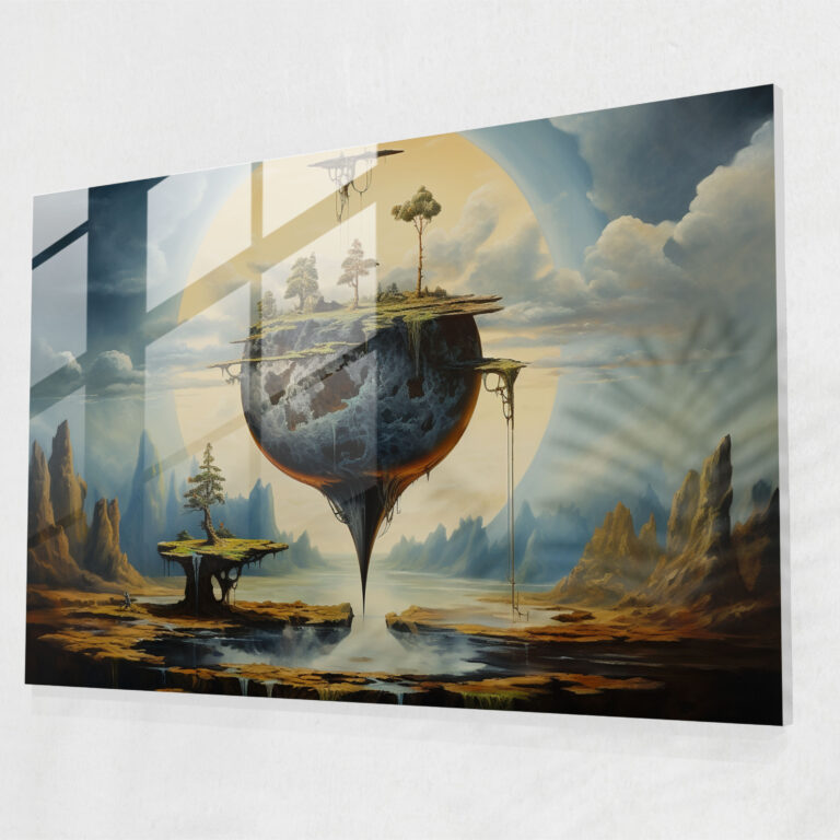 Dreamscape Earth Glass Wall Art - Earth, Glass Wall Art, Glass Print, Surrealist Artwork
