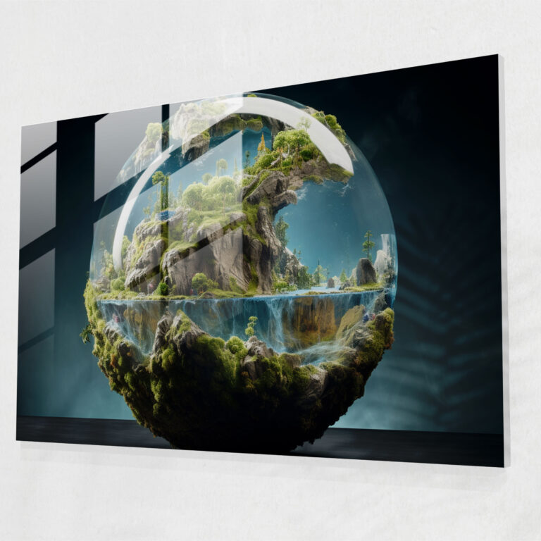 Realistic Earth 3D Glass Print - Earth, Realistic 3D Rendering, Lifelike Representation, Earth