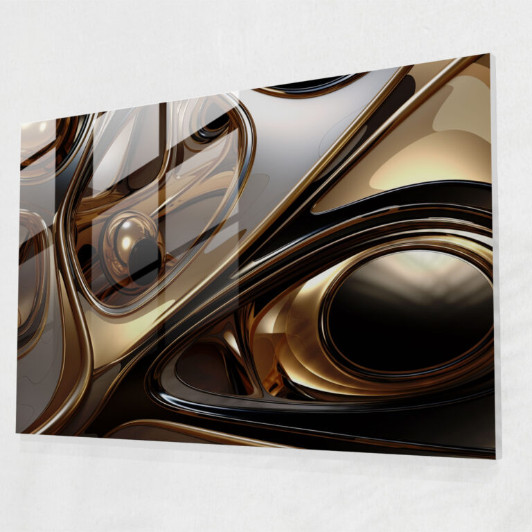 Futuristic Earth Glass Print - Earth, Metallic Tones, Glass Wall Art, Wall Decoration