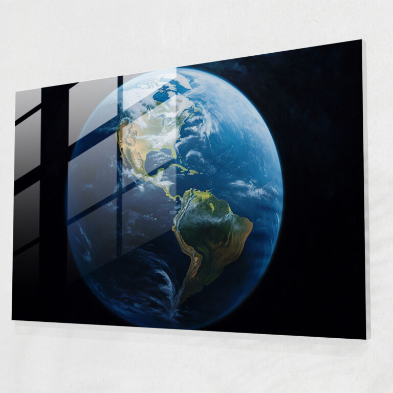 Realistic Earth Glass Print - Space Portrait - Earth, Wall Decoration, Intricate Details, Earth