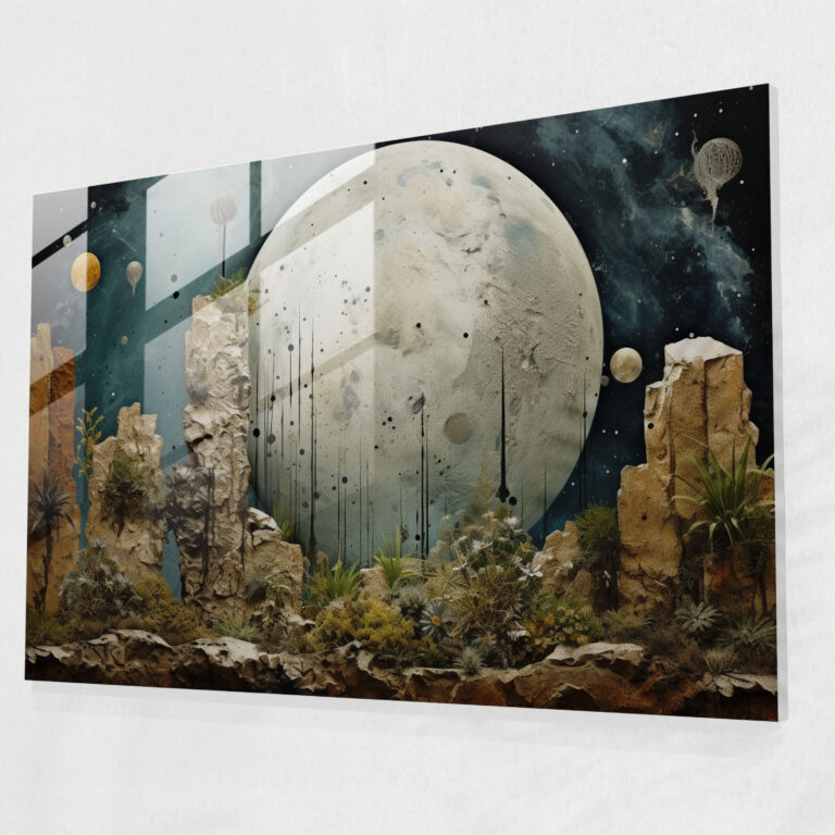 Surreal Earth Glass Print - Mixed Media Collage - Earth, Earth, Glass Art, Wall Decoration