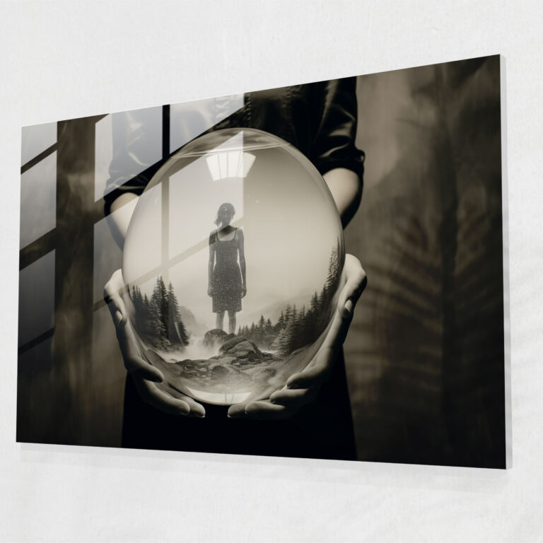 Vintage Glass Print Of World - Earth, Vintage-Inspired, Modern Art, World