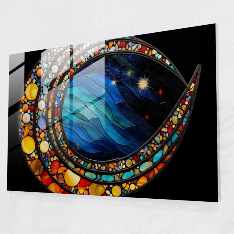 Vibrant Moon Glass Print - Earth, Glass Wall Art, Moon, Modern Art