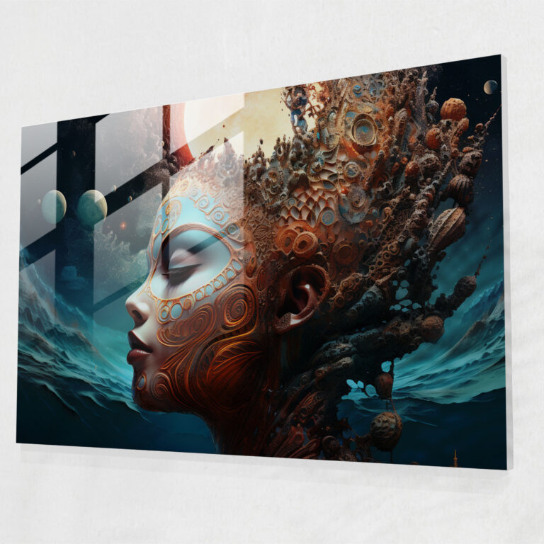 Moon Glass Wall Art - Earth, Digital Art, Modern Art, Glass Wall Art