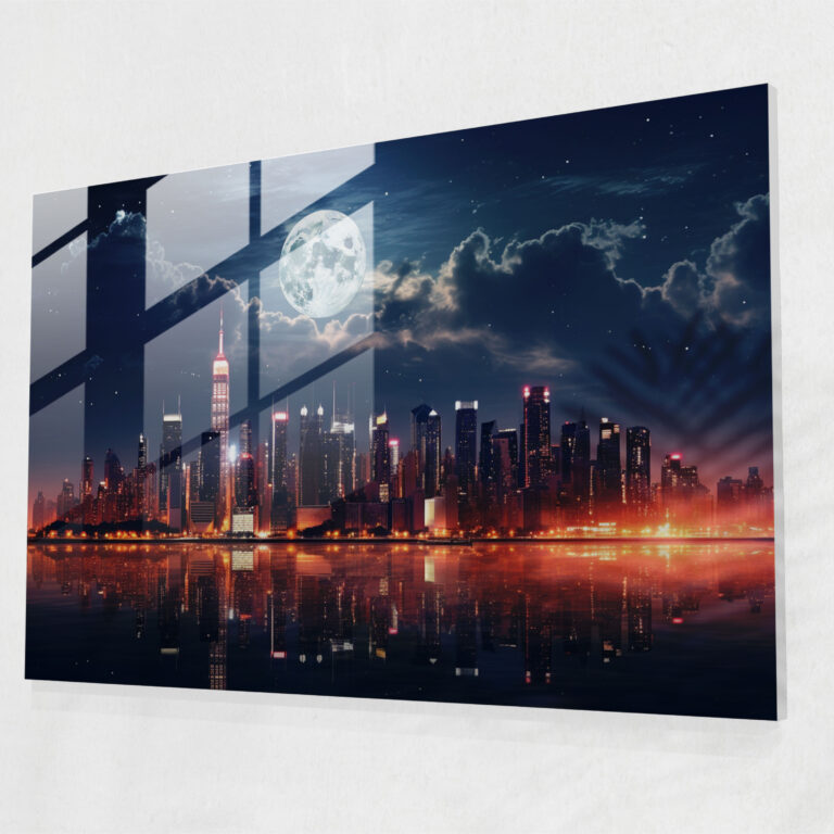 Moon Glass Art - Earth, Glass Wall Art, Full Moon, Glass Art