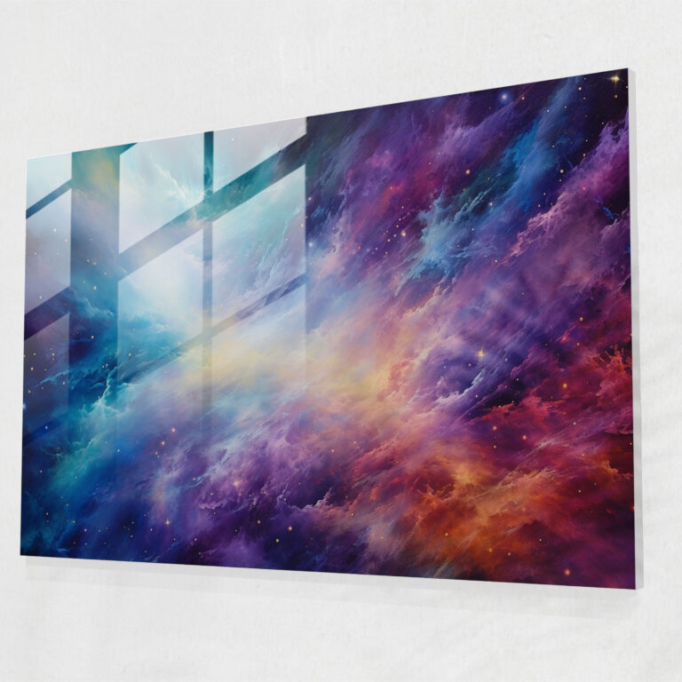 Vibrant Galaxy Glass Art - Earth, Galaxy, Glass Art, Modern Art